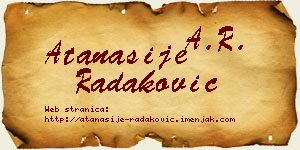 Atanasije Radaković vizit kartica